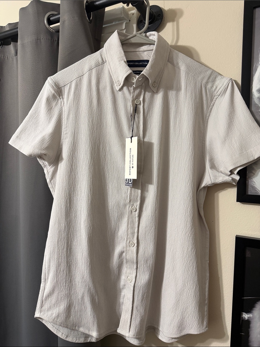 Report Collection Short-Sleeve Button-Down Shirt - Light Beige